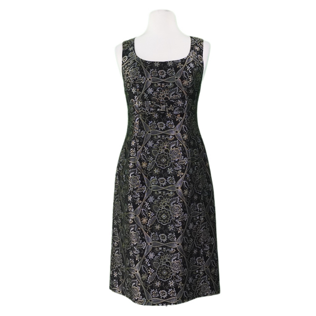 Etcetera Black And Gold Sheath Midi Dress